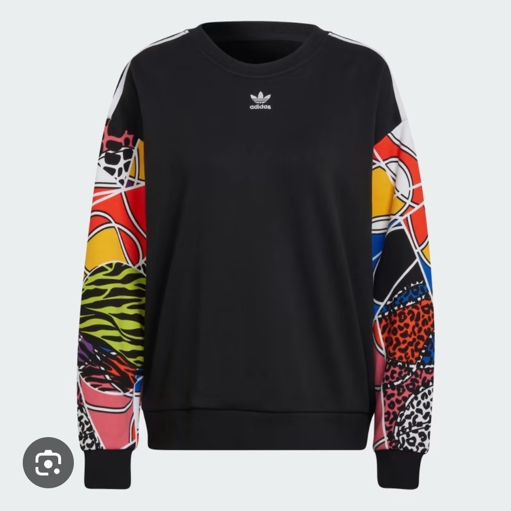 Adidas Women's Black Multicolor Graphic Sweatshirt